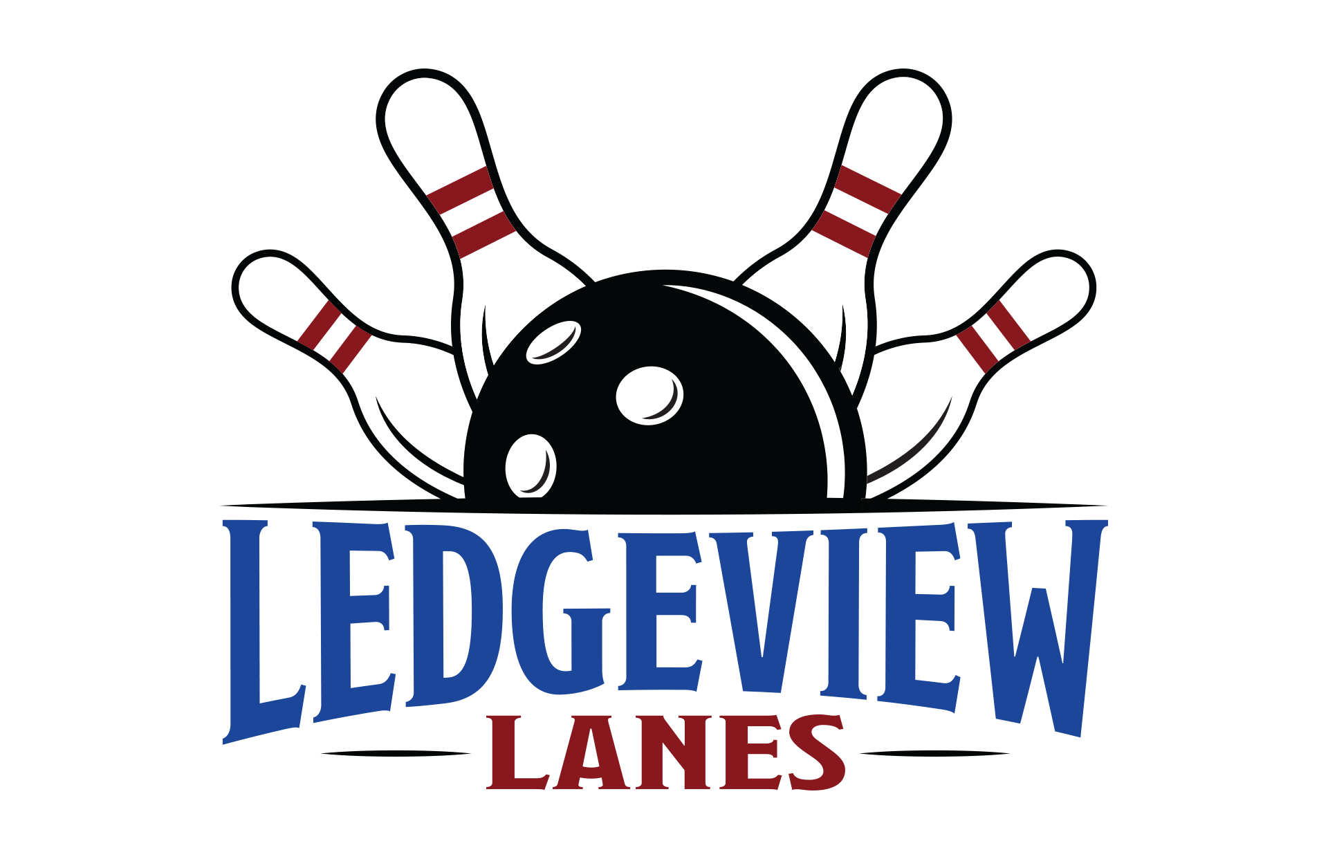 Ledgeview Lanes in Fon du Lac bowling alley logo